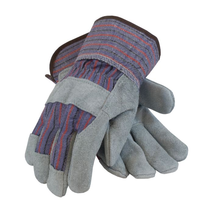 PIP Economy Grade Shoulder Split Leather Palm Glove - Starched Safety Cuff - Men's