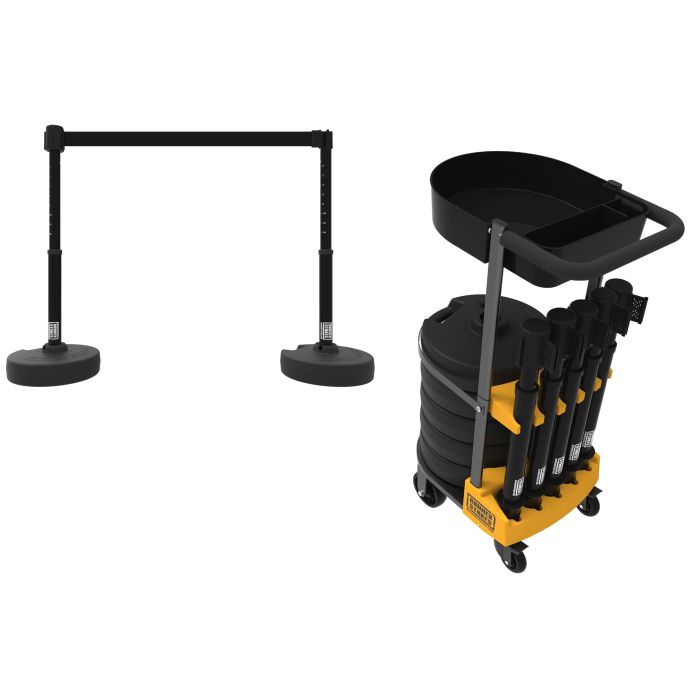 Banner Stakes PL4000-BT PLUS Cart Package with Tray, Blank Black Banner