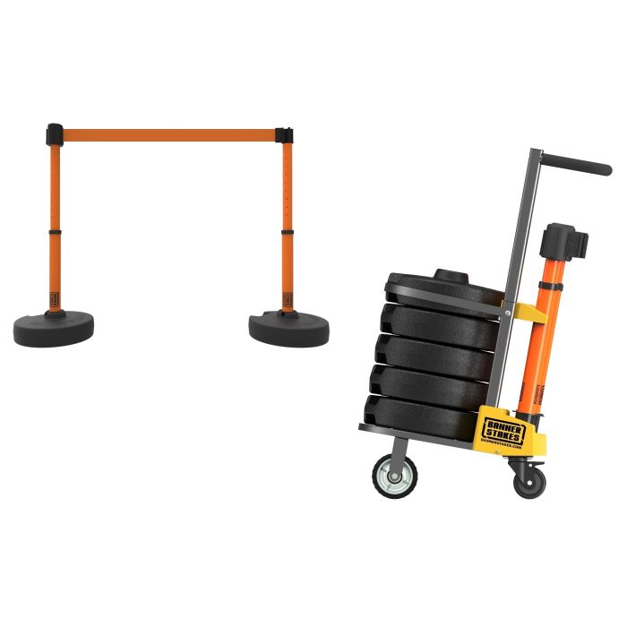 Banner Stakes PL4000-O PLUS Cart Package, Blank Orange Banner