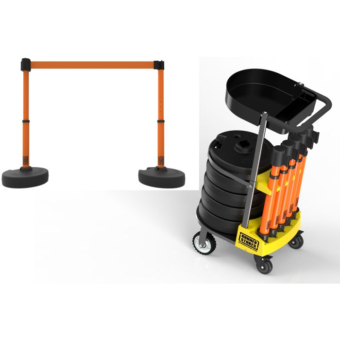 Banner Stakes PL4000-OT PLUS Cart Package with Tray, Blank Orange Banner