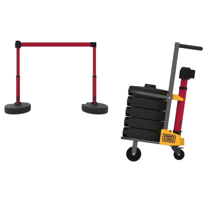 Banner Stakes PL4000-R PLUS Cart Package, Blank Red Banner