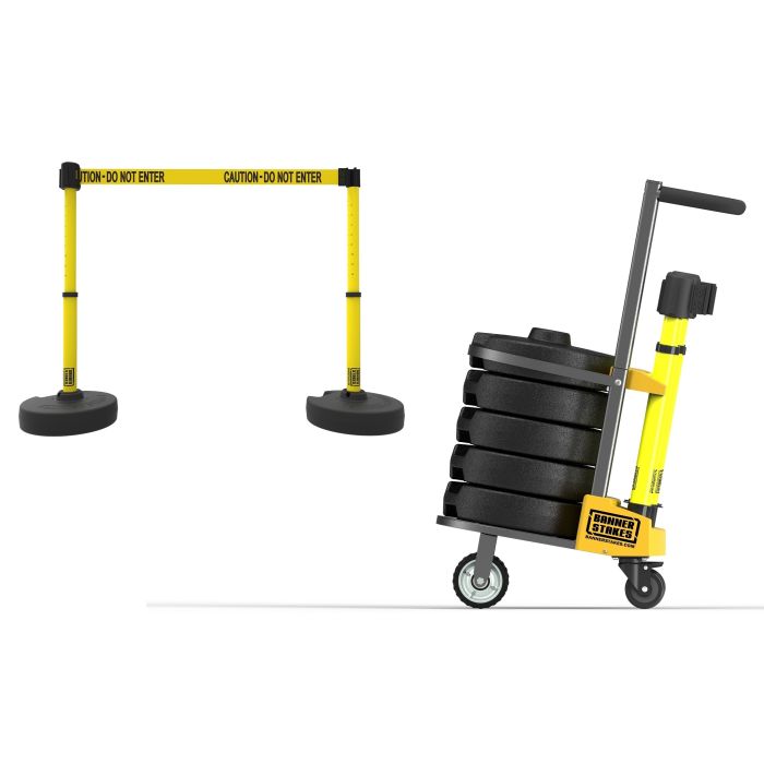 Banner Stakes PL4078 PLUS Cart Package, Caution - Do Not Enter, Yellow, 1 Kit