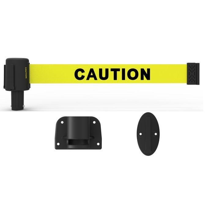 Banner Stakes PL4106 PLUS Wall Mount System, Yellow "Caution"