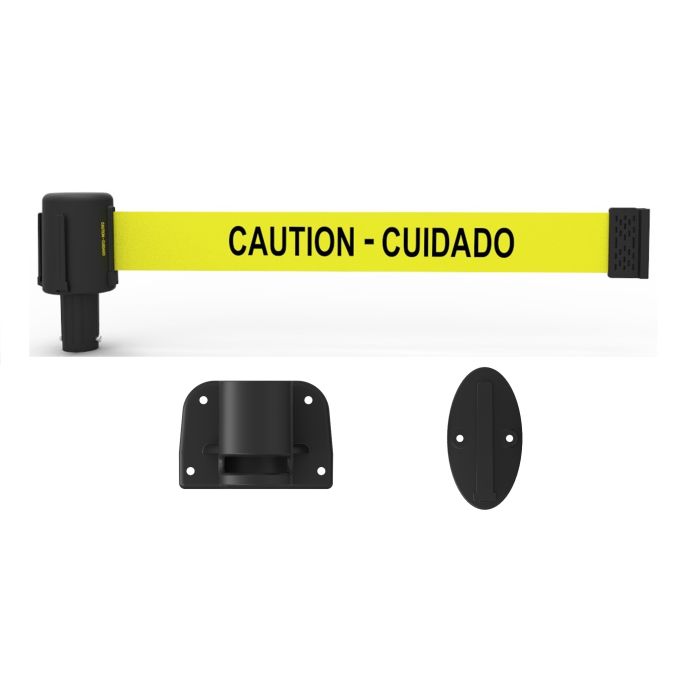 Banner Stakes PL4107 PLUS Wall Mount System, Yellow "Caution-Cuidado"