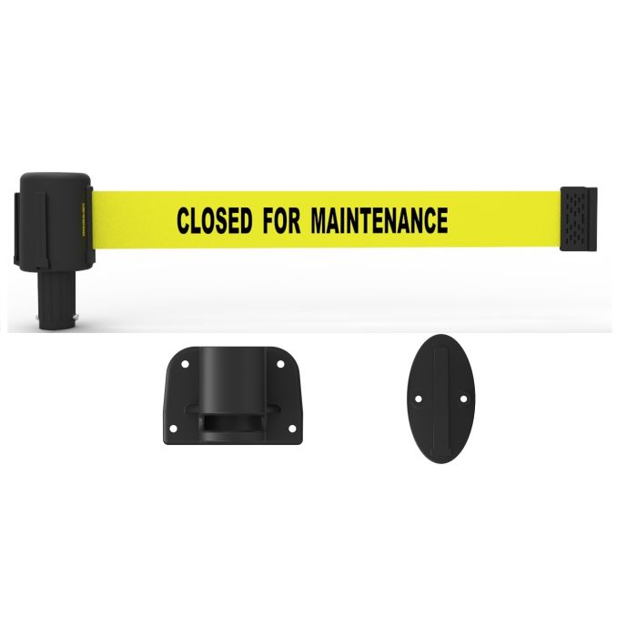 Banner Stakes PL4112 PLUS Wall Mount System, Yellow "Closed for Maintenance"