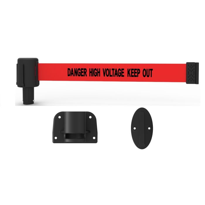 Banner Stakes PL4115 PLUS Wall Mount System, Red "Danger High Voltage Keep Out"
