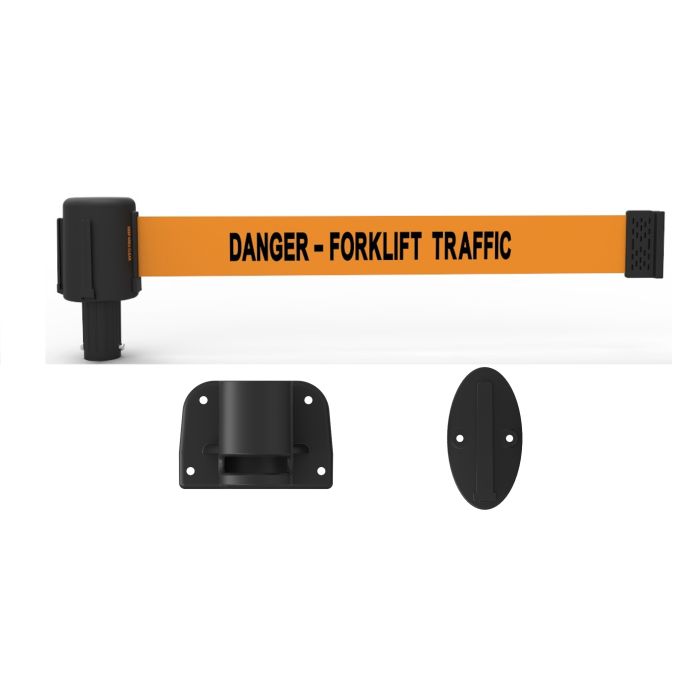 Banner Stakes PL4120 PLUS Wall Mount System, Orange "Danger - Forklift Traffic"