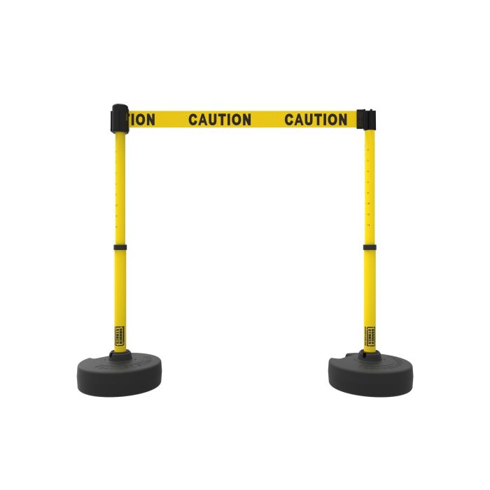 Banner Stakes PL4283 PLUS Barrier Set X2, Double-Sided Caution, Yellow, 1 Kit