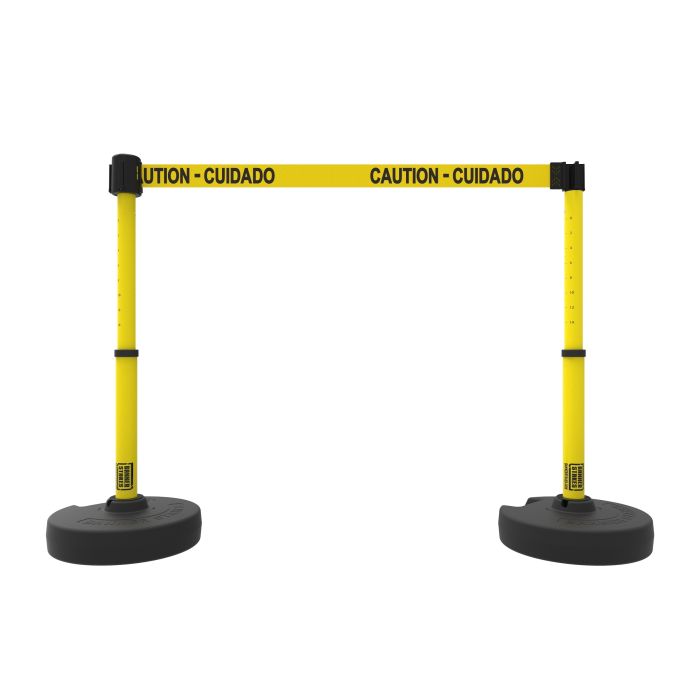 Banner Stakes PL4284 PLUS Barrier Set X2, Yellow "Caution-Cuidado"