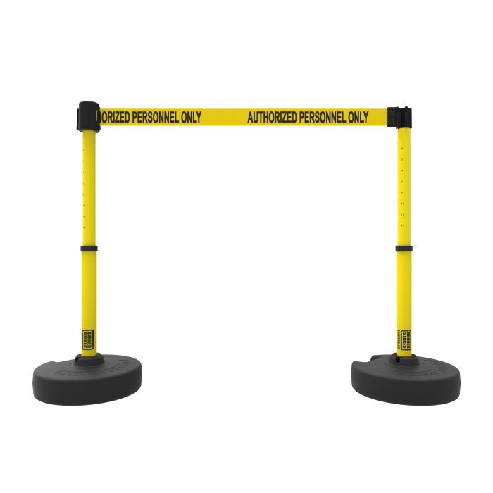 Banner Stakes PL4287 PLUS Barrier Set X2, Yellow "Authorized Personnel Only"