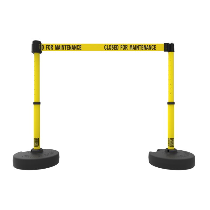 Banner Stakes PL4290 PLUS Barrier Set X2, Yellow "Closed for Maintenance"
