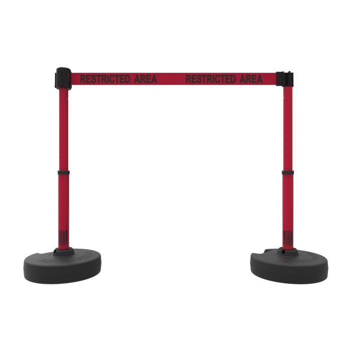 Banner Stakes PL4293 PLUS Barrier Set X2, Red "Restricted Area"