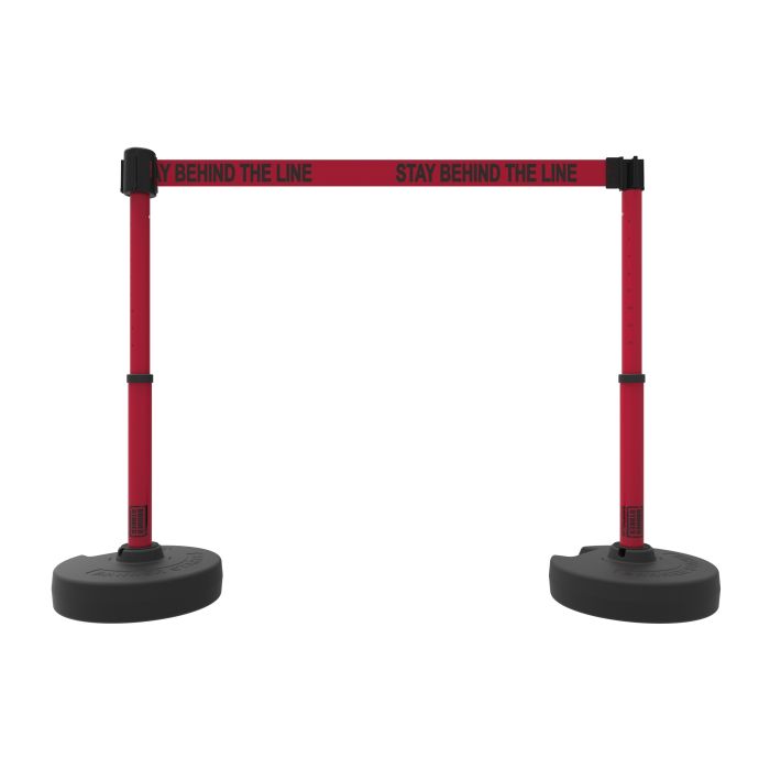 Banner Stakes PL4295 PLUS Barrier Set X2, Red "Stay Behind Line"