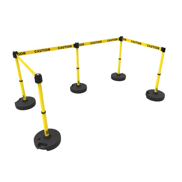 Banner Stakes PL4582 PLUS Barrier Set X5, Yellow "Caution"
