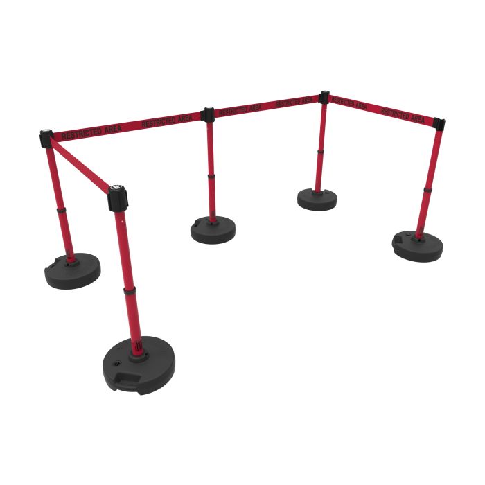 Banner Stakes PL4593 PLUS Barrier Set X5, Red "Restricted Area"