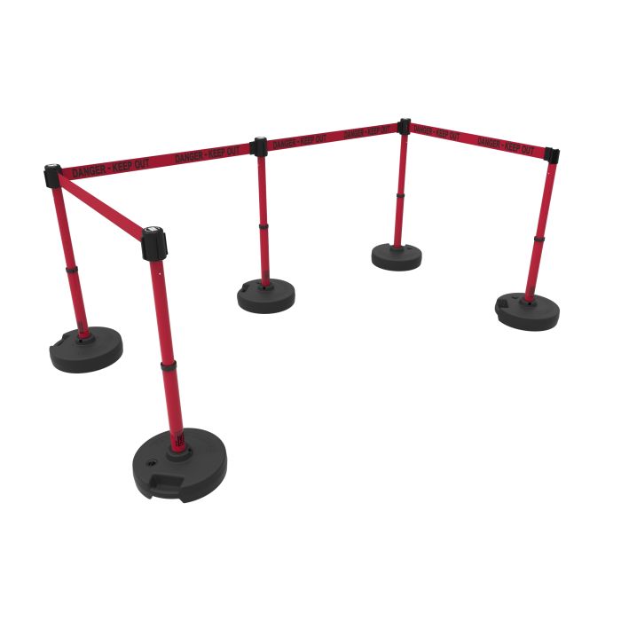 Banner Stakes PL4594 PLUS Barrier Set X5, Red "Danger-Keep Out"