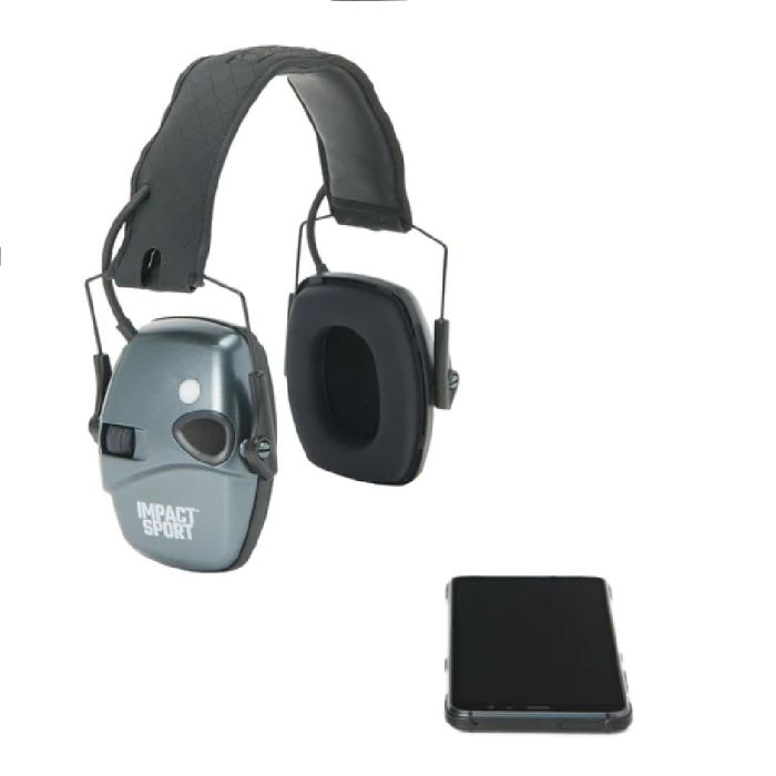 Honeywell Howard Leight R-02547 Impact Sport Electronic Shooting Earmuff with Bluetooth and Cooling Pads, Charcoal Gray, Medium/Large, Box of 2