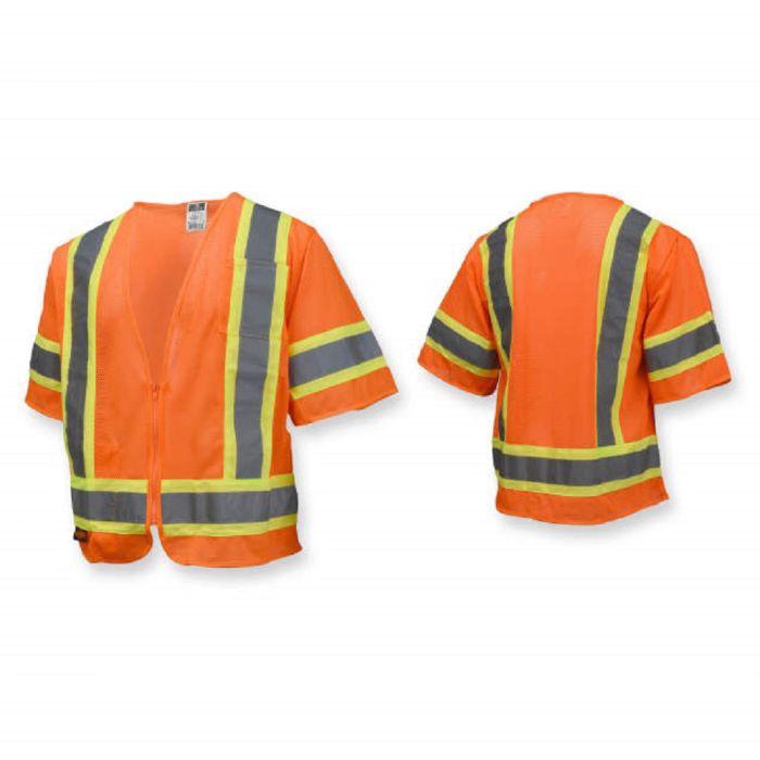 Radians SV22-3ZOM Economy Type R Class 3, Two-Tone Trim Safety Vest, Hi-Vis Orange, 1 Each