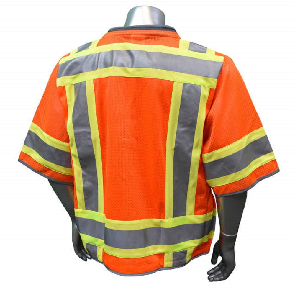 Radians SV55-3ZOD Class 3 Heavy Woven Two-Tone Engineer Vest, Hi-Vis Orange, 1 Each