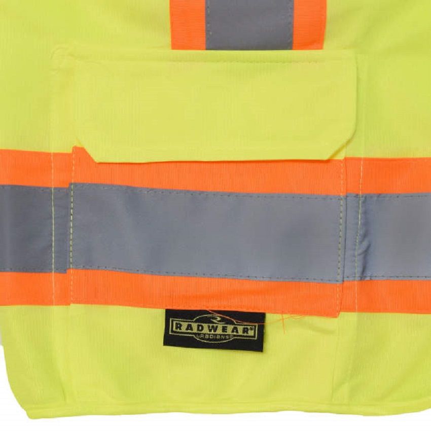 Radians SV6G Type R Class 2 Solid Front/Mesh Back Surveyor Safety Vest, Hi-Vis Green, 1 Each