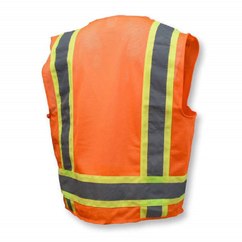Radians SV6O Type R Class 2 Solid Front/Mesh Back Surveyor Safety Vest, Hi-Vis Orange, 1 Each
