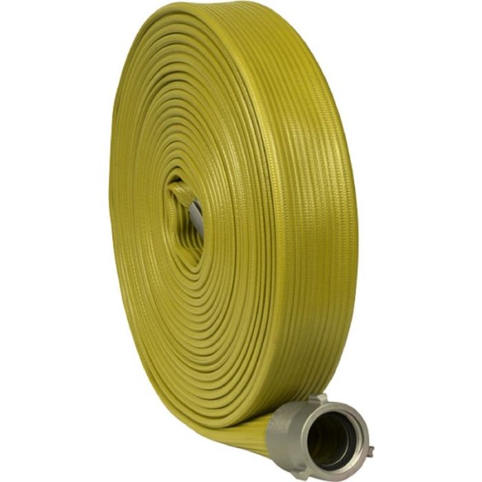 Key Fire Hose RC10 Dura-Flow Rubber Attack Hose, 1" Size, Yellow Color, 100' Section, 1 Each