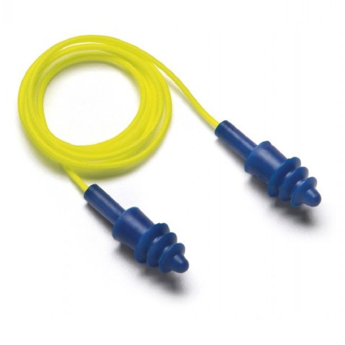 Pyramex RP2001 Reusable Corded Earplugs, Blue, One Size, Box of 100
