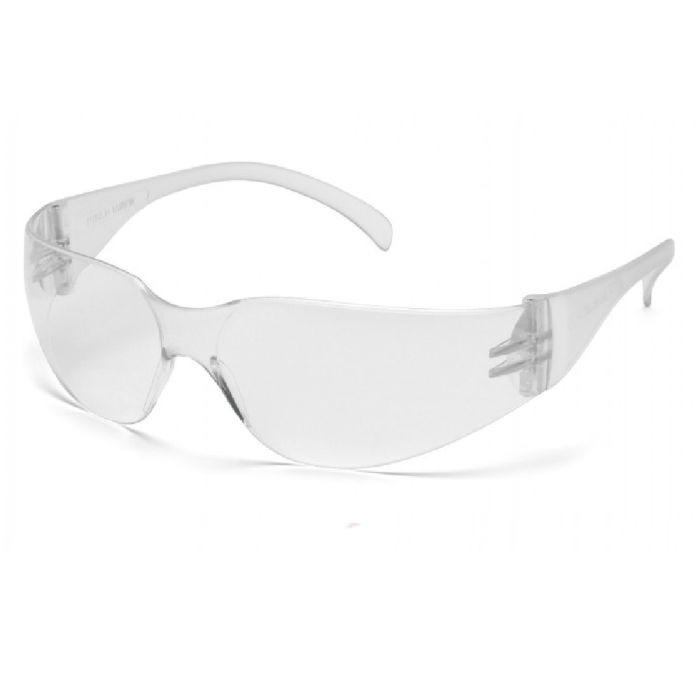 Pyramex Intruder S4110SUC Safety Glasses, Clear Uncoated Lens, Clear Temples, One Size, Box of 12