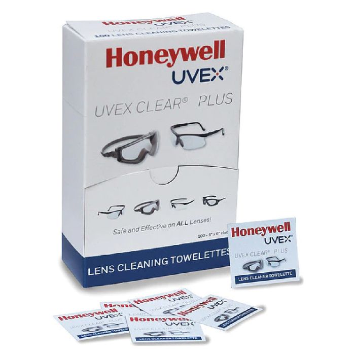 Honeywell Uvex S470 Clear Plus Towelettes, White, One Size, Box of 100 Each