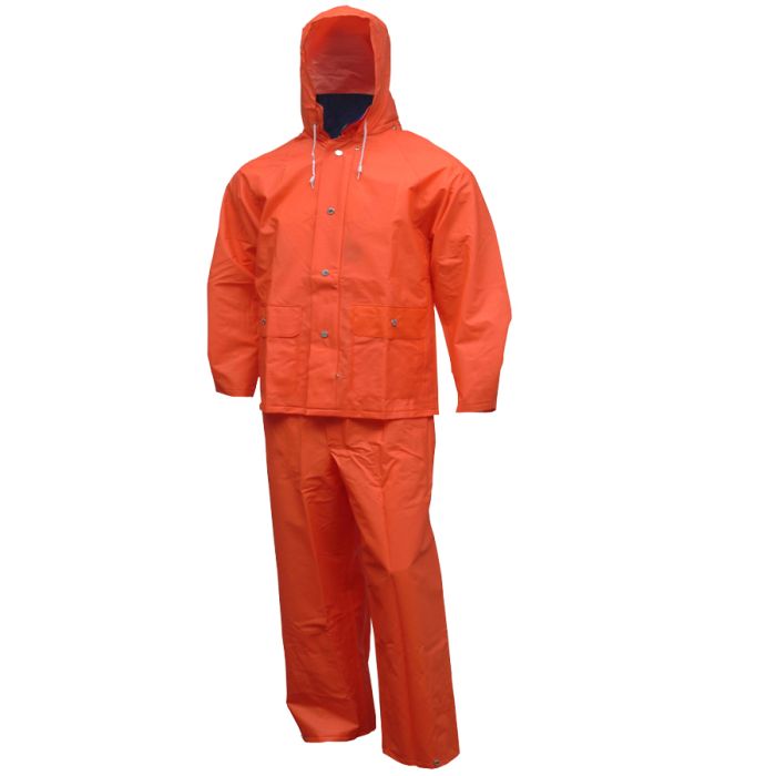 Comfort-Tuff Suit Blaze Orange 2 Pc Jacket Storm Fly Front Attached Hood Fly Front Overalls Retail Packed