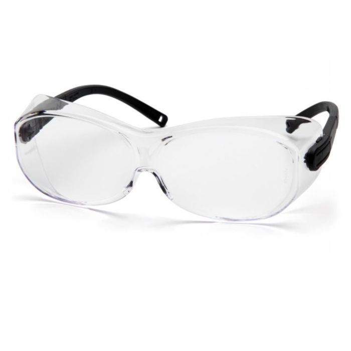 Pyramex OTS XL S7510SJ Safety Glasses, Clear Lens, Black Temples, X-Large, Box of 12