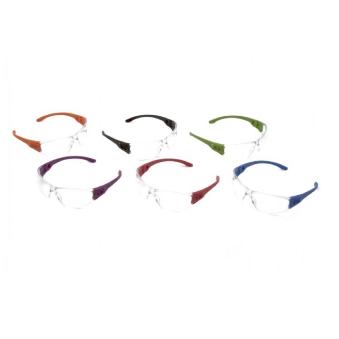 Pyramex Trulock S9510SMP Safety Glasses, Clear Lens with Assorted Temple Colors, One Size, Box of 12
