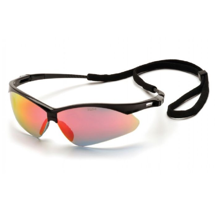 Pyramex PMXTREME SB6345SP Safety Glasses, Ice Orange Mirror Lens, Black Frame and Cord, One Size, Box of 12