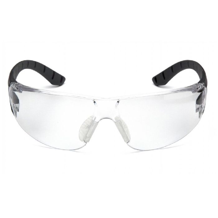 Pyramex Endeavor Plus SBG9610ST Safety Glasses, Clear H2X Anti Fog Lens, Black and Gray Temples, One Size, Box of 12
