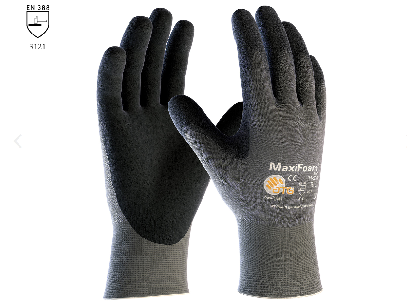PIP ATG 34-900V MaxiFoam Lite Seamless Knit Nylon Glove with Nitrile Coated Foam Grip, Vend Ready, Gray, Box of 12