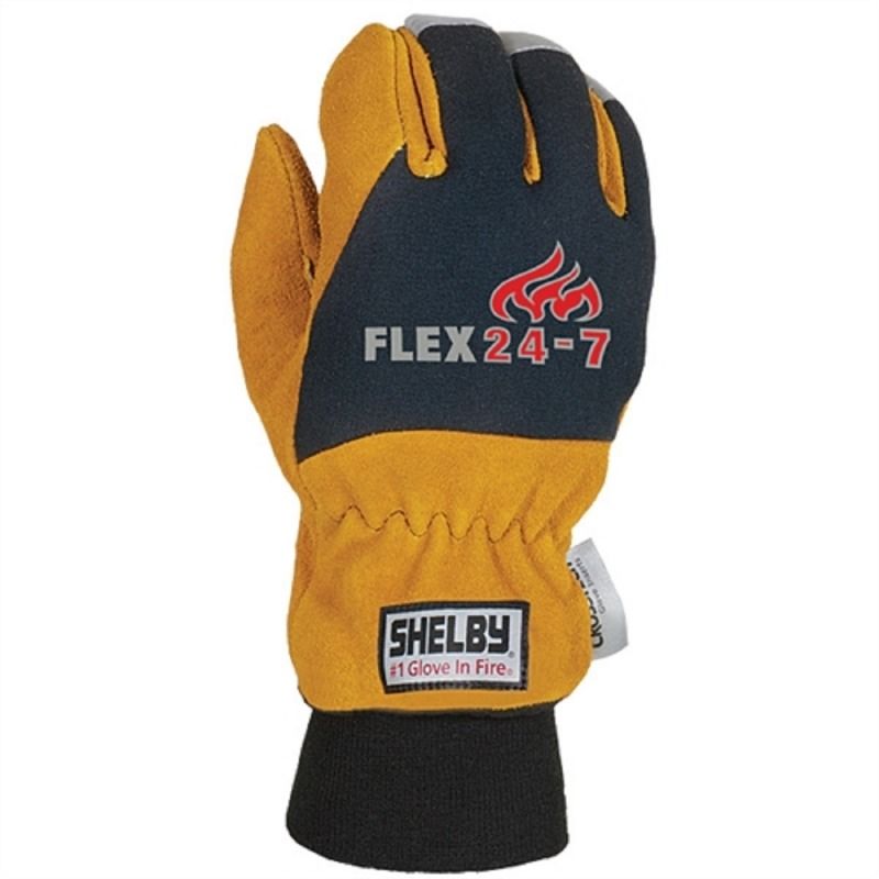 Shelby 5284 Flex Structural Fire Glove, Wristlet Cuff, Pack of 6