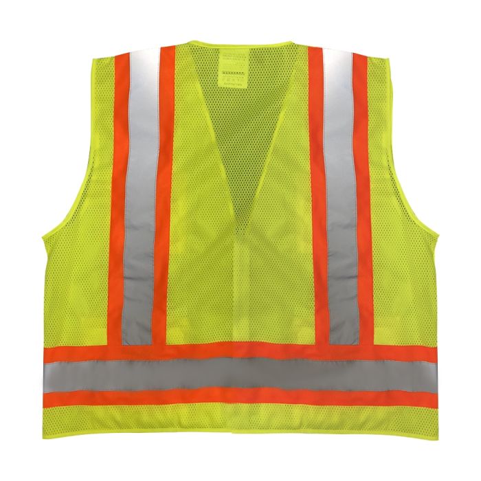 Safety Main 05TTSYZ Surveyor Vest, Class 2, Solid Front , Mesh Back, Hi-Vis Yellow, 1 Each