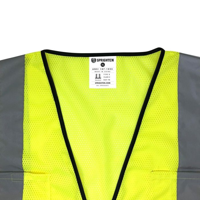 Safety Main 05EAMYZ Economy Vest, Class 2, All Mesh, Hi-Vis Yellow, 1 Each