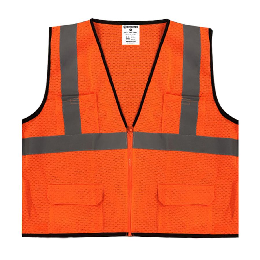 Safety Main 05EAMO Economy Vest, Class 2, All Mesh, Hi-Vis Orange, 1 Each