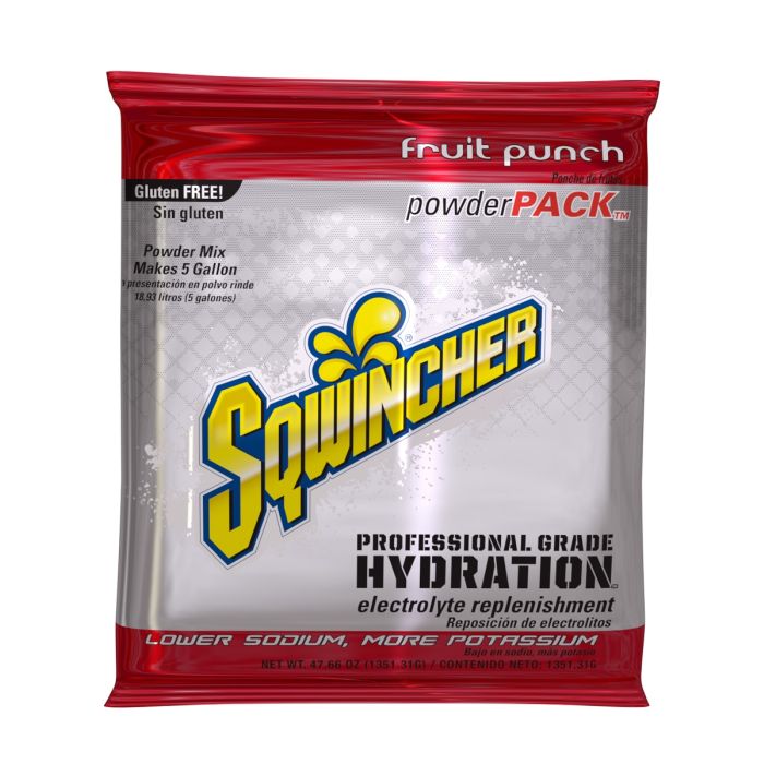 Sqwincher 01640 Powder Pack, Fruit Punch, 5-Gallon Size, Case of 16