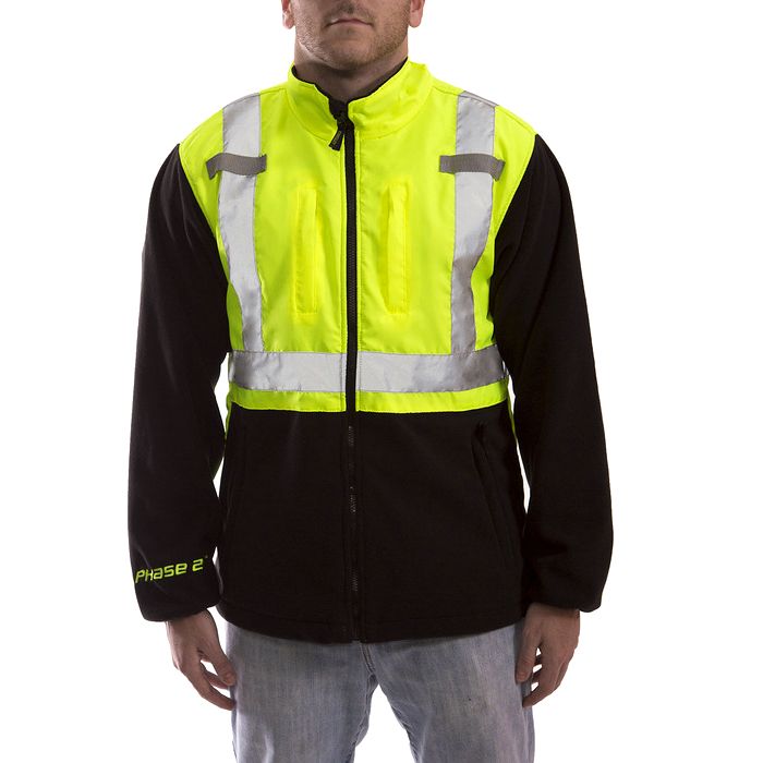 PHASE 2 Jacket | Fluorescent Yellow-Green-Charcoal Gray Silver Reflective Tape