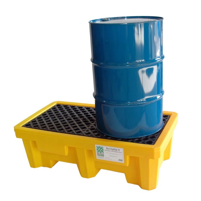 UltraTech 1010 P2 Spill Pallet without Drain, Yellow, 2-Drum, 1 Each