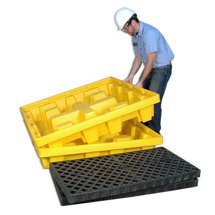 UltraTech 1230 Nestable P4 Spill Pallet with No Drain, Yellow, 4-Drum, 1 Each