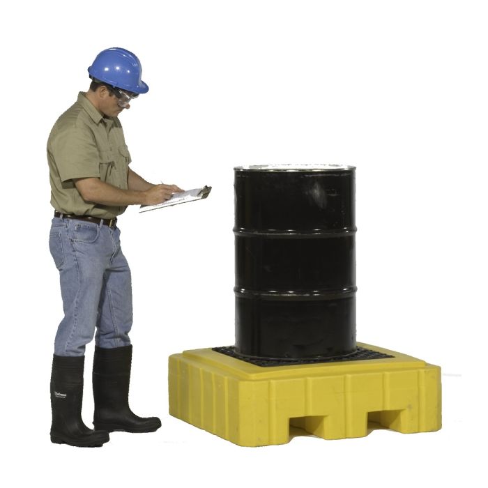 UltraTech 9607 P1 Plus Model Spill Pallet - With Drain, Yellow, 1-Drum, 1 Each