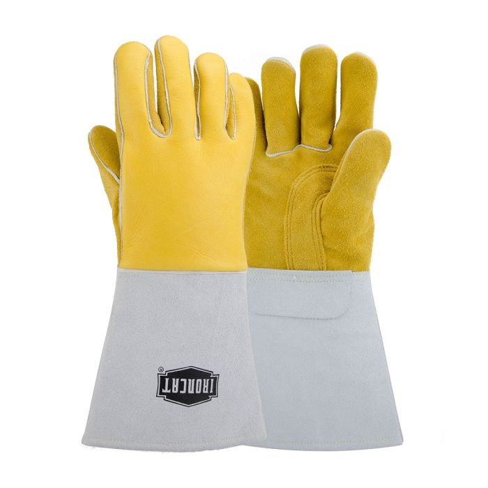 PIP Ironcat 9060 Premium Grade Top Grain Elkskin Leather Welders Glove, Yellow, Box of 12 Pairs